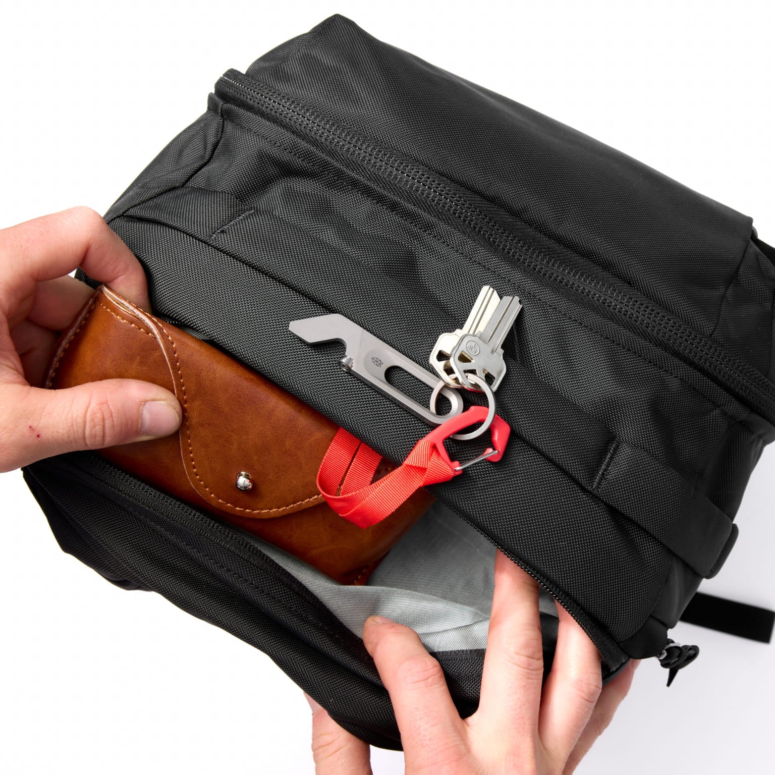 CIVIC Panel Loader CPL 24L Solution Dyed Black back pocket with red key leash [13001c-SBK]