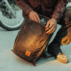 CIVIC Travel Bag 26L - CTB26 - Carryology - Griffin - Waxed Canvas - Tan - Front Stash Pocket