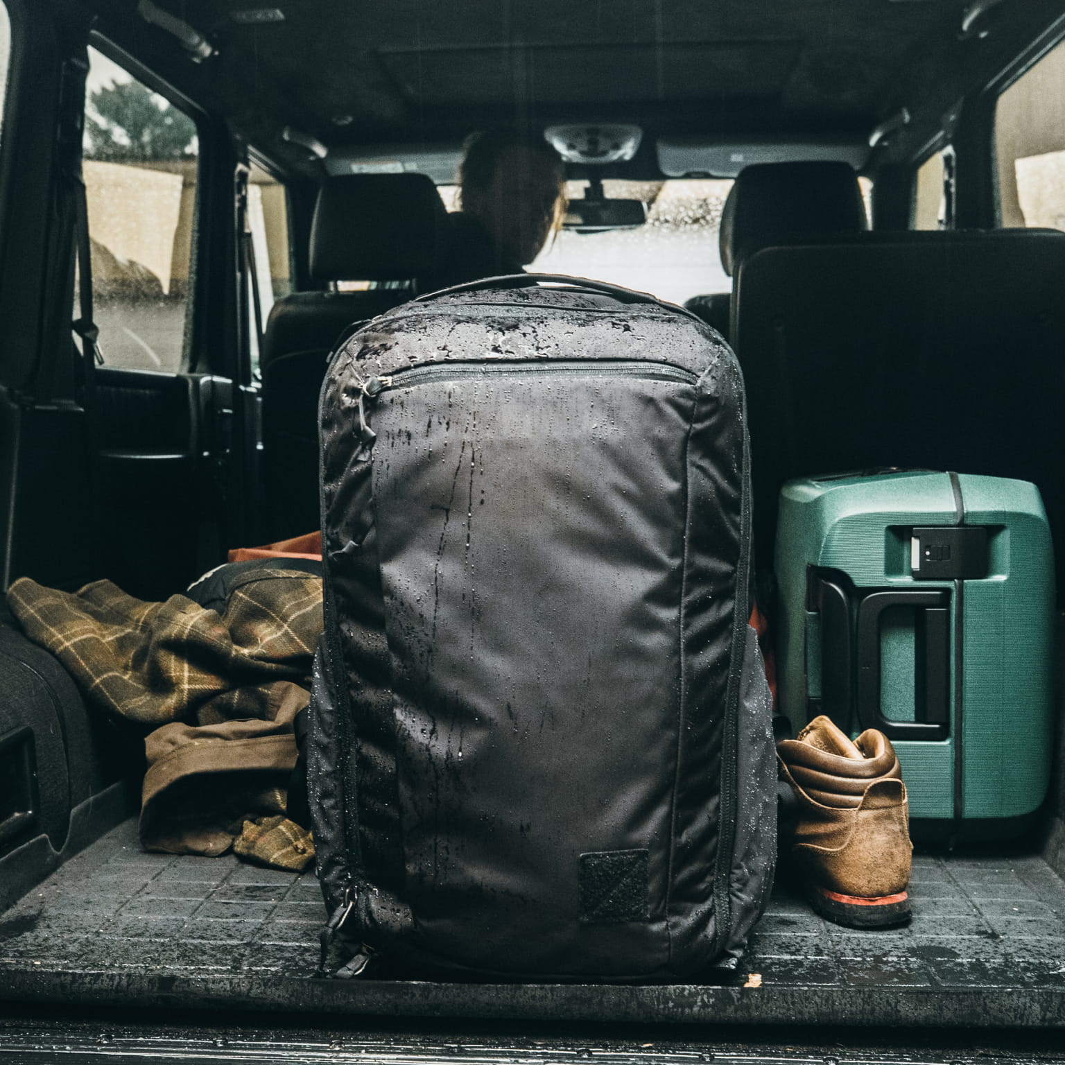 CIVIC Travel Bag 35L in solution dyed black back of truck [13007c-SBK]