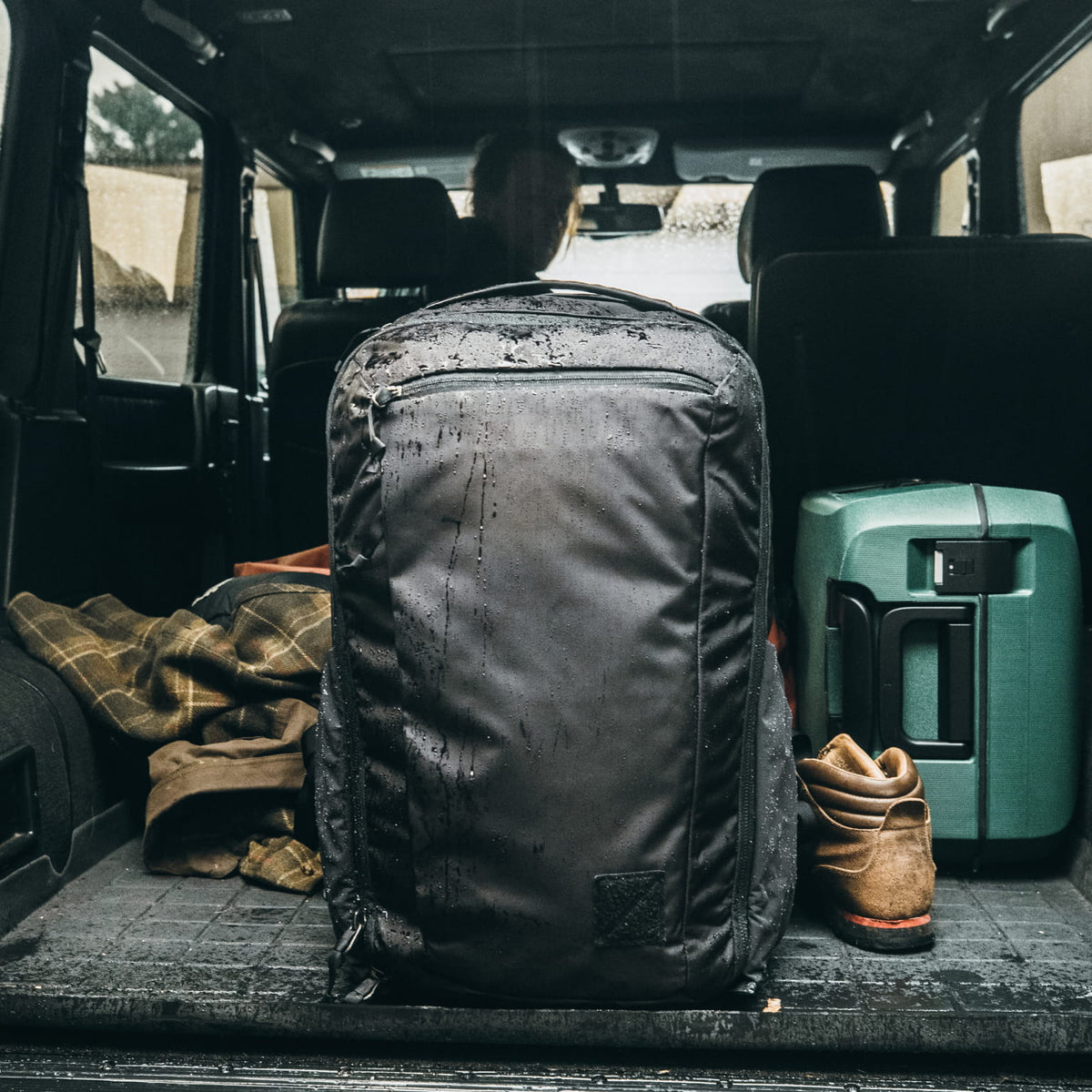 CIVIC Travel Bag 35L in solution dyed black back of truck [13007c-SBK]