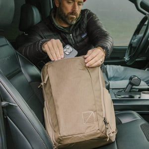 CIVIC Travel Bag 20L in Fossil Brown - front dump pocket quick access