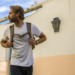 CIVIC Travel Bag 20L in Fossil Brown - sternum strap 