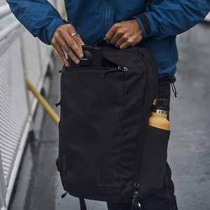 CIVIC Travel Bag 20L in Solution Dyed Black - external stash pocket