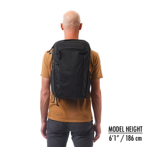 CIVIC Travel Bag 20L in Solution Dyed Black - back profile of model