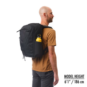 CIVIC Travel Bag 20L in Solution Dyed Black - quarter profile of model