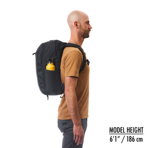 CIVIC Travel Bag 20L in Solution Dyed Black - side profile of model