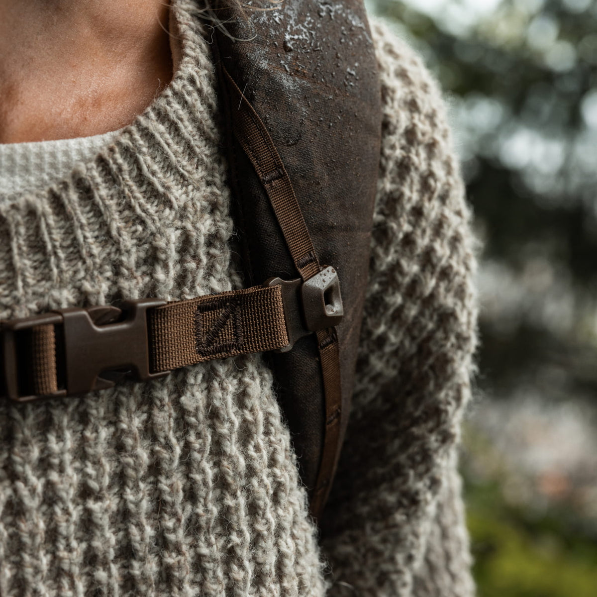 CIVIC Travel Bag 20L in Waxed Canvas - Waxed Tan - Strap Detail [13019cc-WTN]