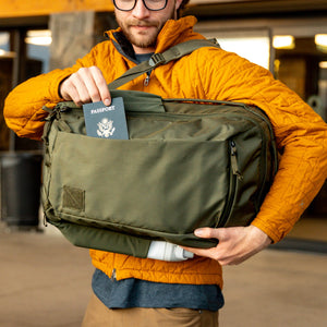 CIVIC Travel Bag 26L in OD Green - passport check at airport [13012c-ODG]