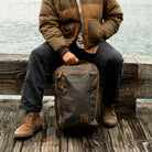CIVIC Travel Bag 26L in Waxed Canvas - Waxed Tan - on ground CIVIC Travel Bag 26L in Waxed Canvas - Waxed Tan - on ground [13012cc-WTN