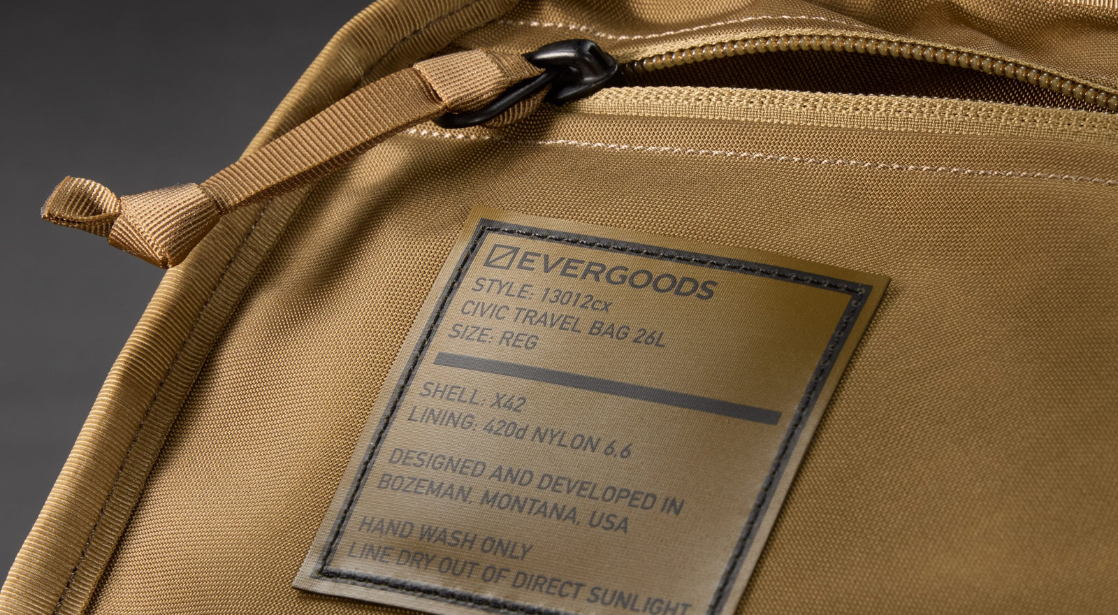 CIVIC Travel Bag X-Pac Black and Coyote CTB26 CTB20 - Coyote Brown Interior