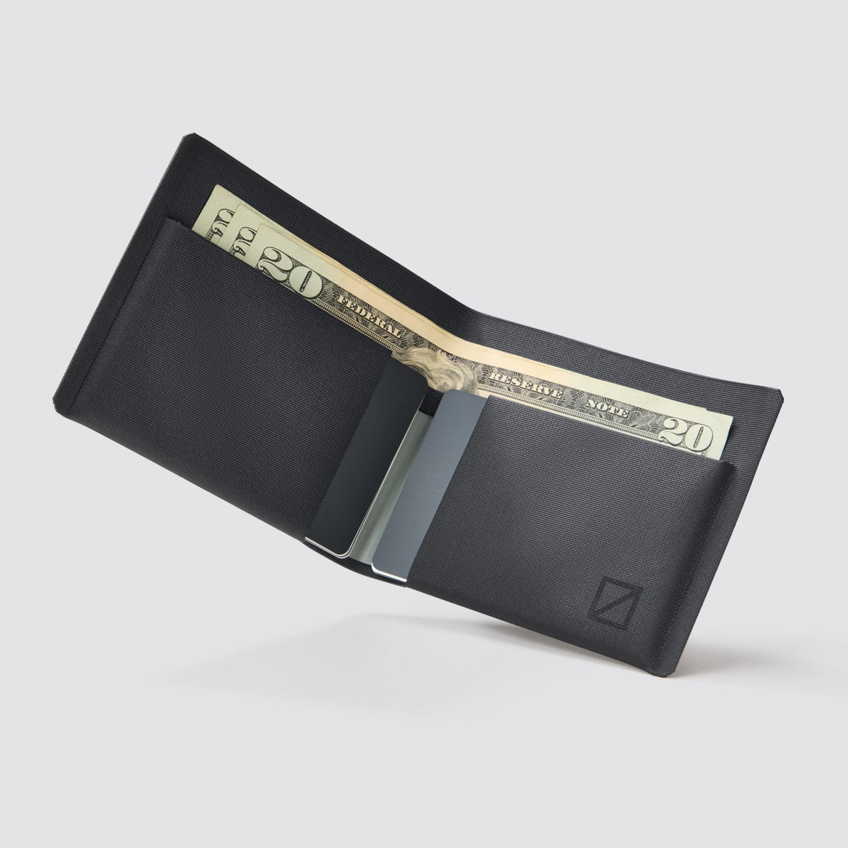 ELEMENT Bifold Wallet - EBW - Solution Dyed Black - open slightly folded
