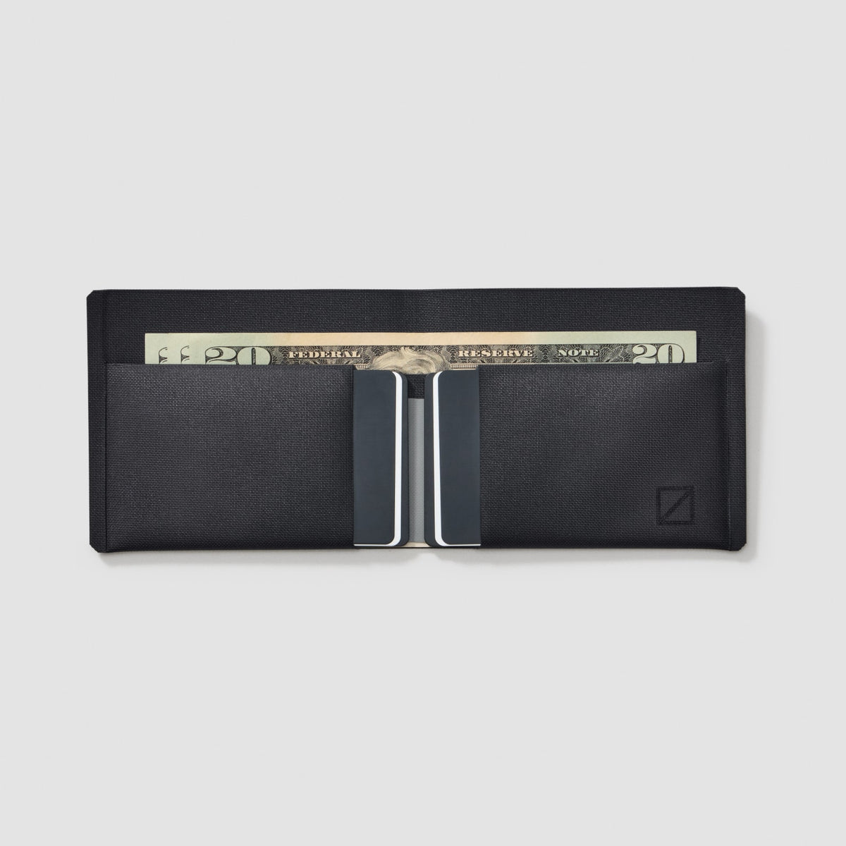 ELEMENT Bifold Wallet - EBW - Solution Dyed Black - Open with cash and cards inside
