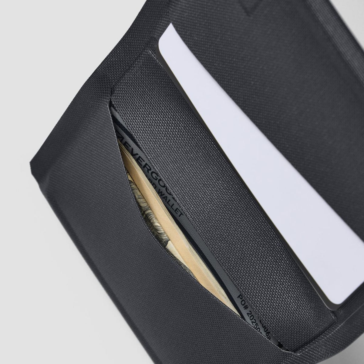 ELEMENT Card Wallet - Solution Dyed Black - Minimalist Wallet - Cash Pocket Detail