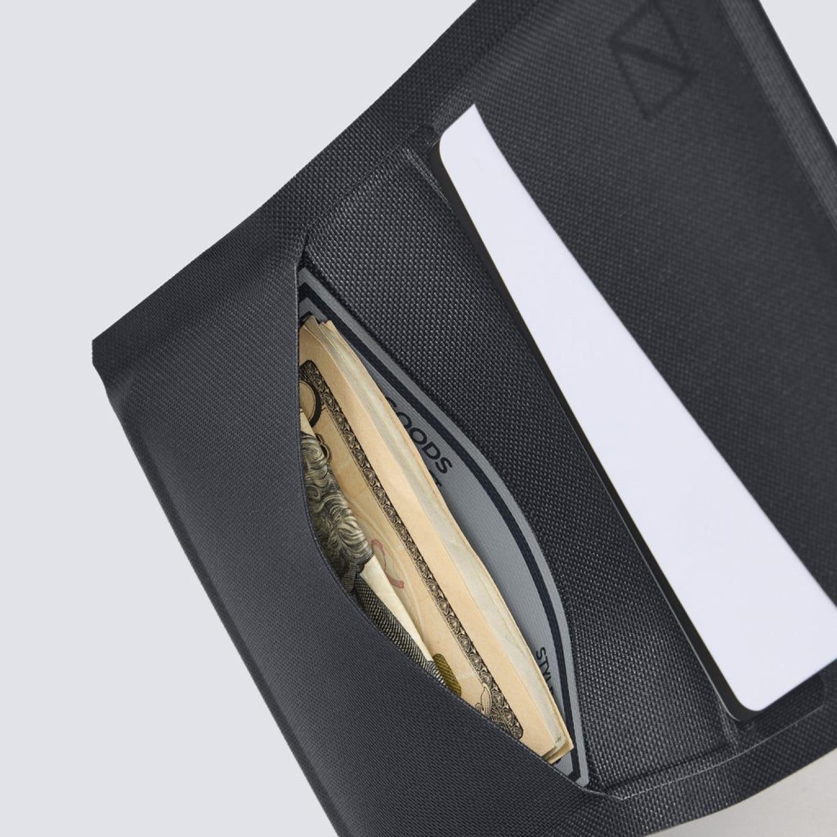 ELEMENT Card Wallet - Solution Dyed Black - Minimalist Wallet - Cash Pocket Detail