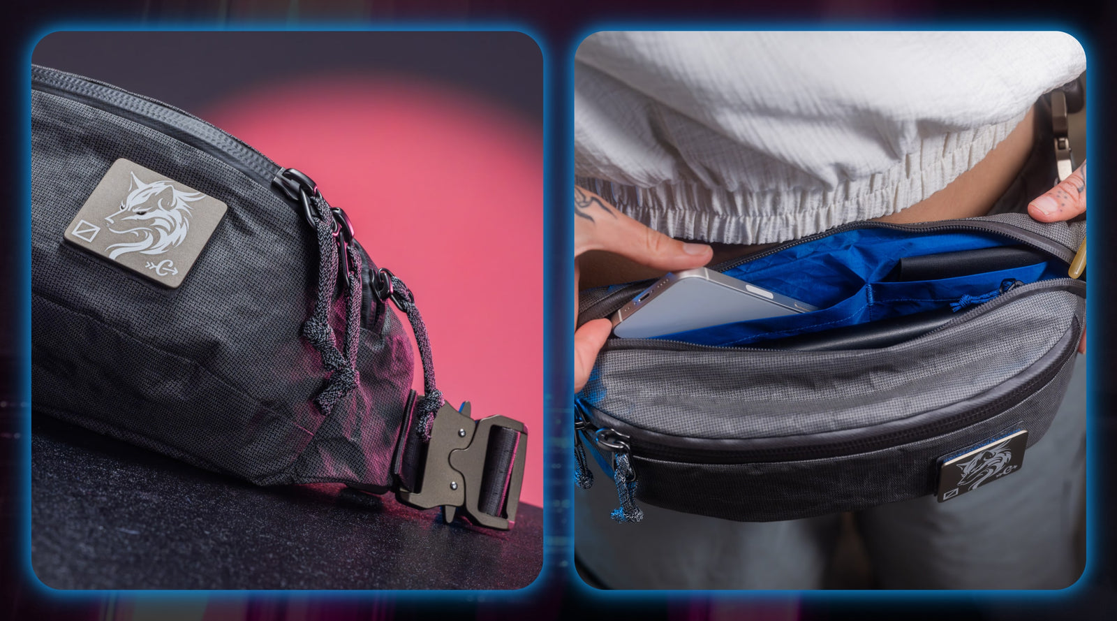 CIVIC Access Sling 2L in ULTRA - Kludde Edition - Carryology - grid of photos with blue lining