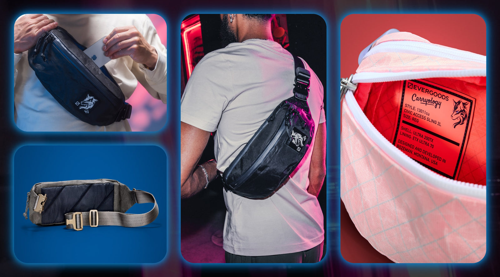 CIVIC Access Sling 2L in ULTRA - Kludde Edition - Carryology - grid of photos