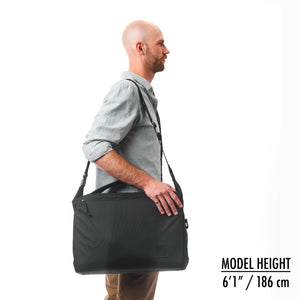 Transit Briefcase 20L - Solution Dyed Black - shoulder strap side profile