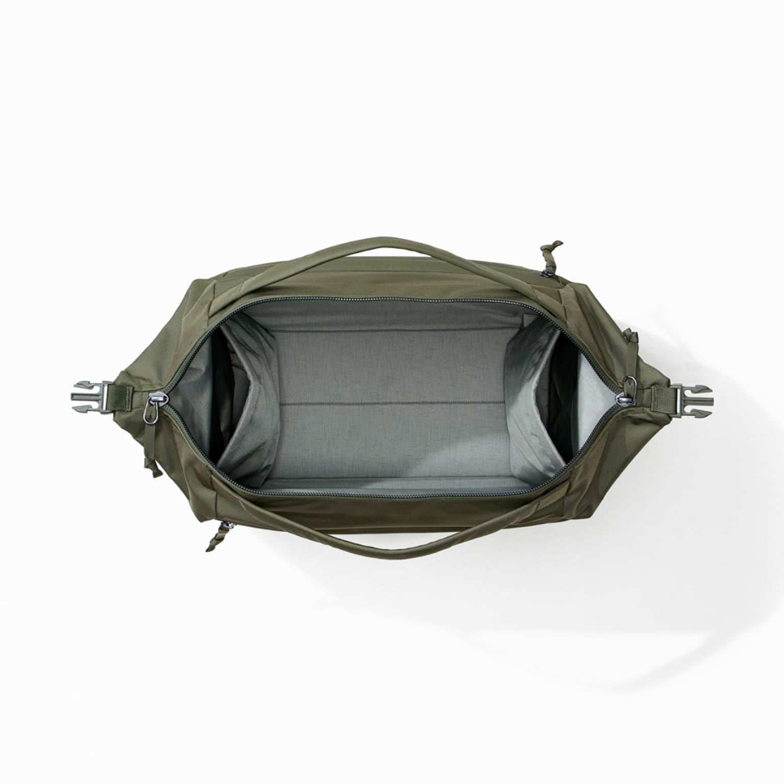 Transit Duffel 25L in OD Green - open and unpacked [13023d-ODG]