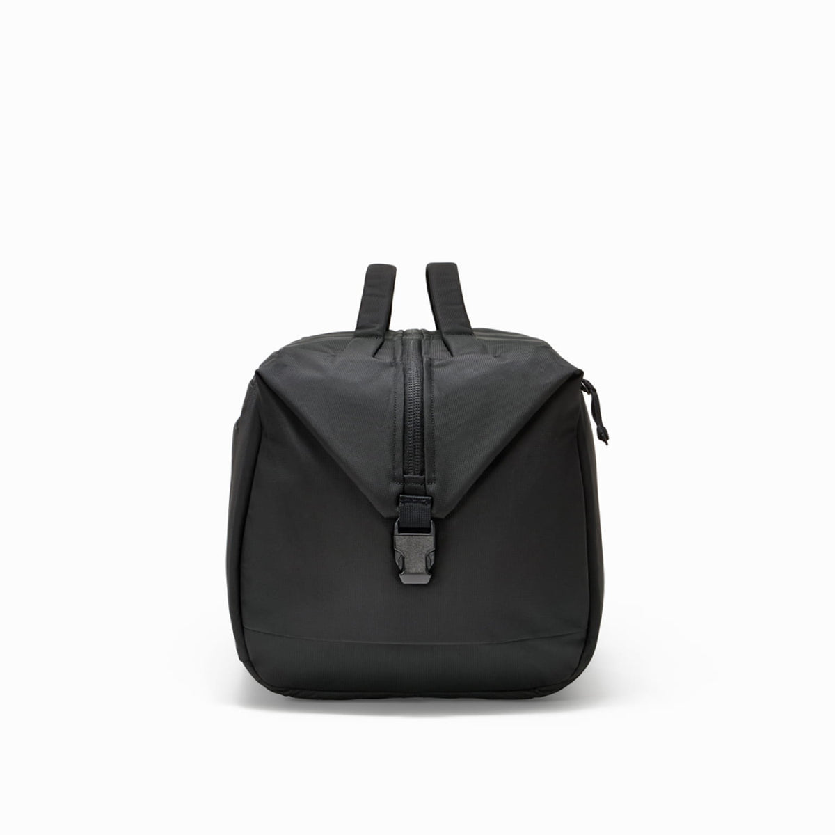 Transit Duffel 35L in Solution Dyed Black - end handles and buckle