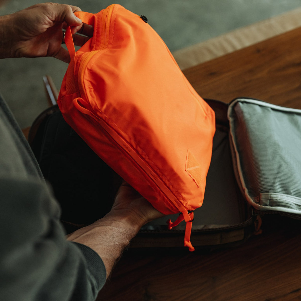 Transit Packing Cube 10L in Hot Orange - packed into CTB26