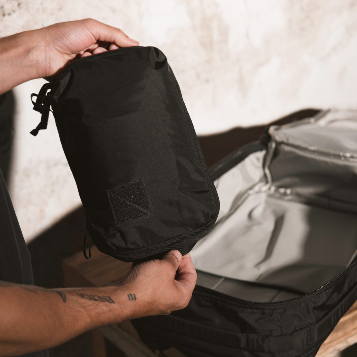 Transit Packing Cube 4L in Black -  packed into a CIVIC Travel Bag