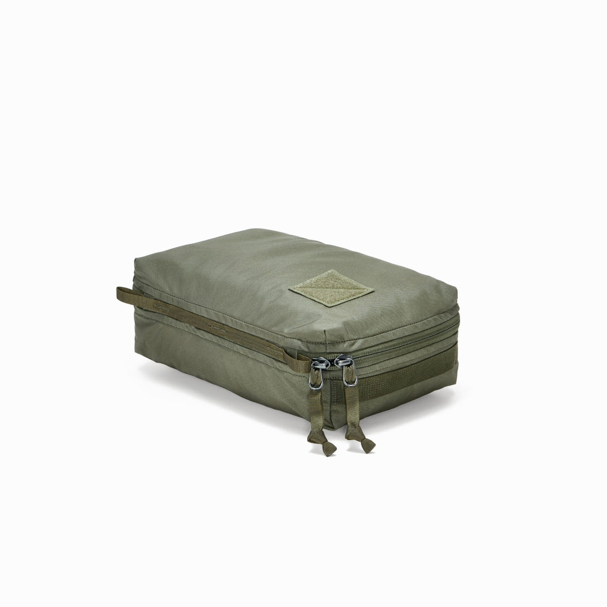Transit Packing Cube 4L in OD Green - closed and laid flat