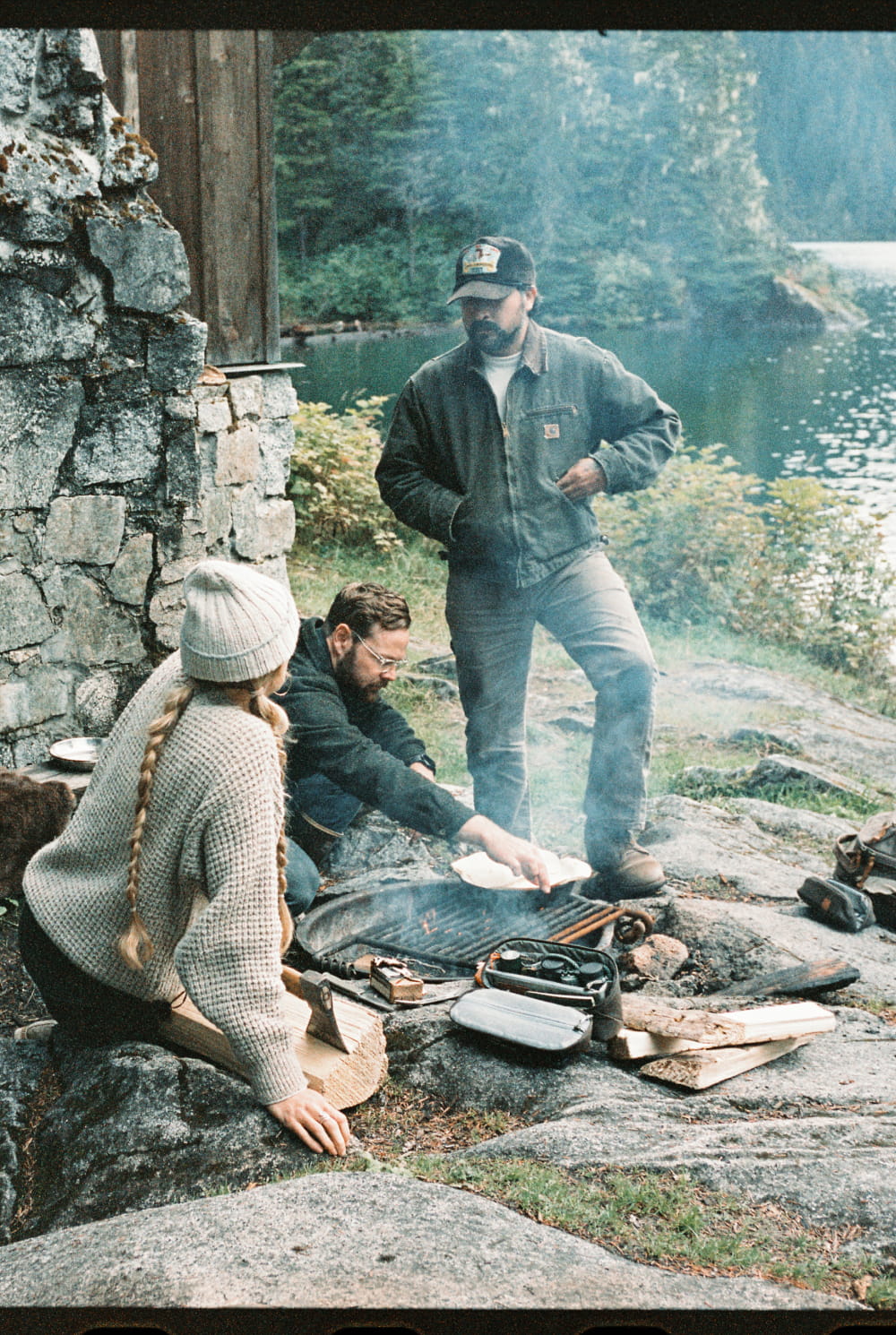 Alaska Waxed Canvas Behind the Scenes Cooking over Fire Cabin