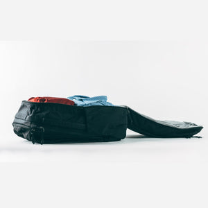 CIVIC Travel Bag 35L in solution dyed black packing for travel